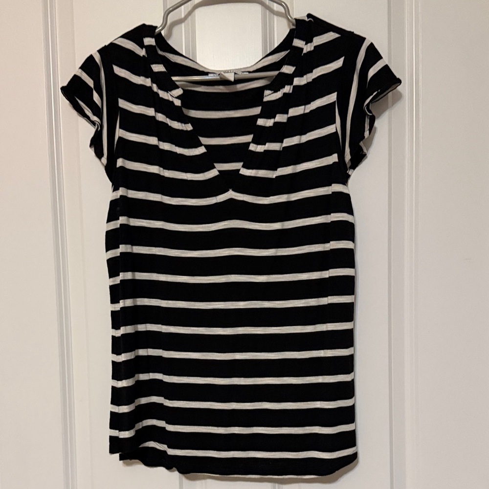 White House Black Market Black and White Striped Tee